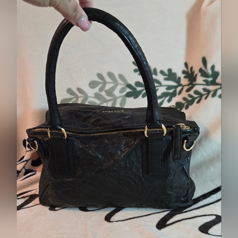 💯 Authentic Givenchy Pandora 2Way Black Gold Sheep Leather Handbag - Picture 2 of 16